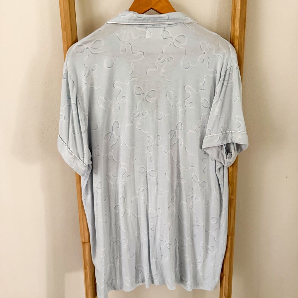 In My Sundays Heirloom Bows Sky Blue Pajama Set XL Tencel Button Front Lounge - Picture 7 of 15